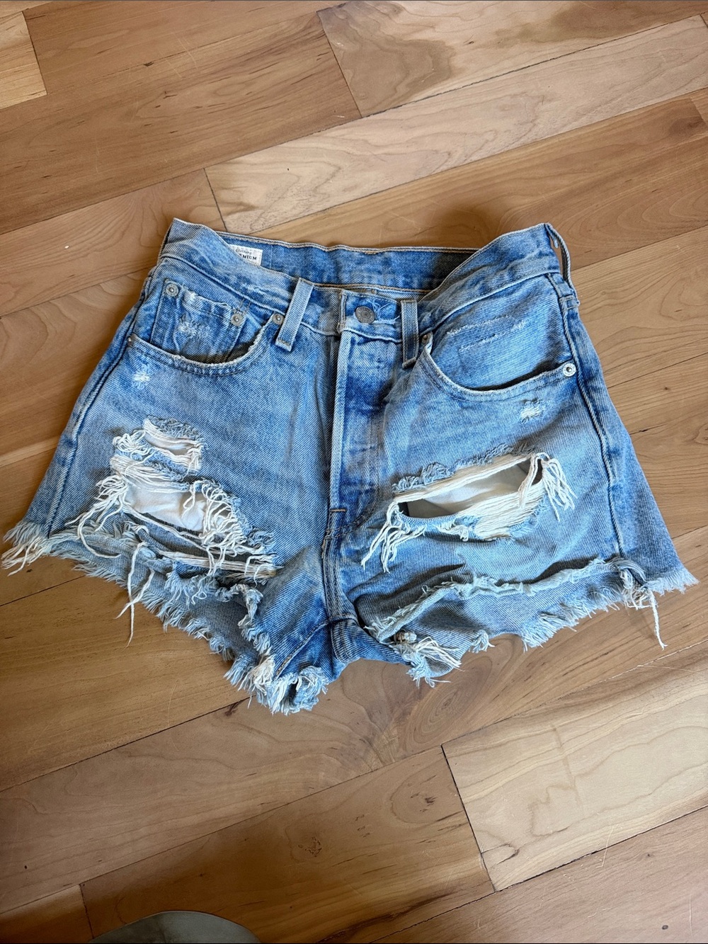 Levi's Light Blue Distressed Denim Cutoff Shorts